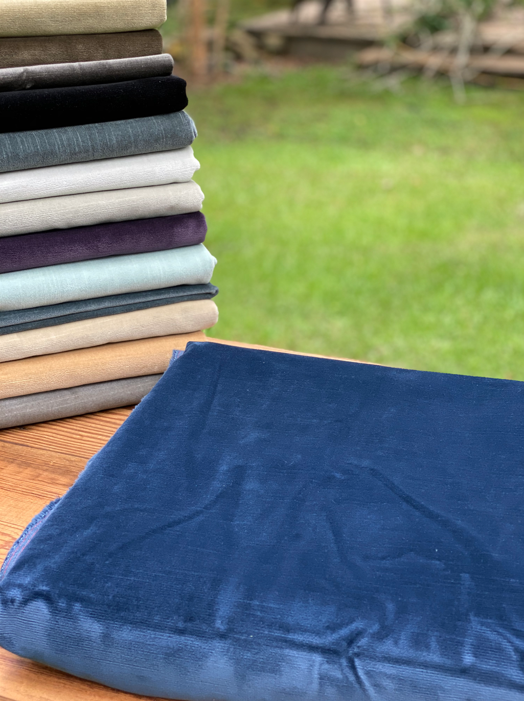 Restoration Hardware Cotton Upholstery Velvet in Indigo